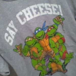 Mens Say Cheese Teenage Mutant Ninja Turtles Gray T Shirt Size Large Nickelodeon